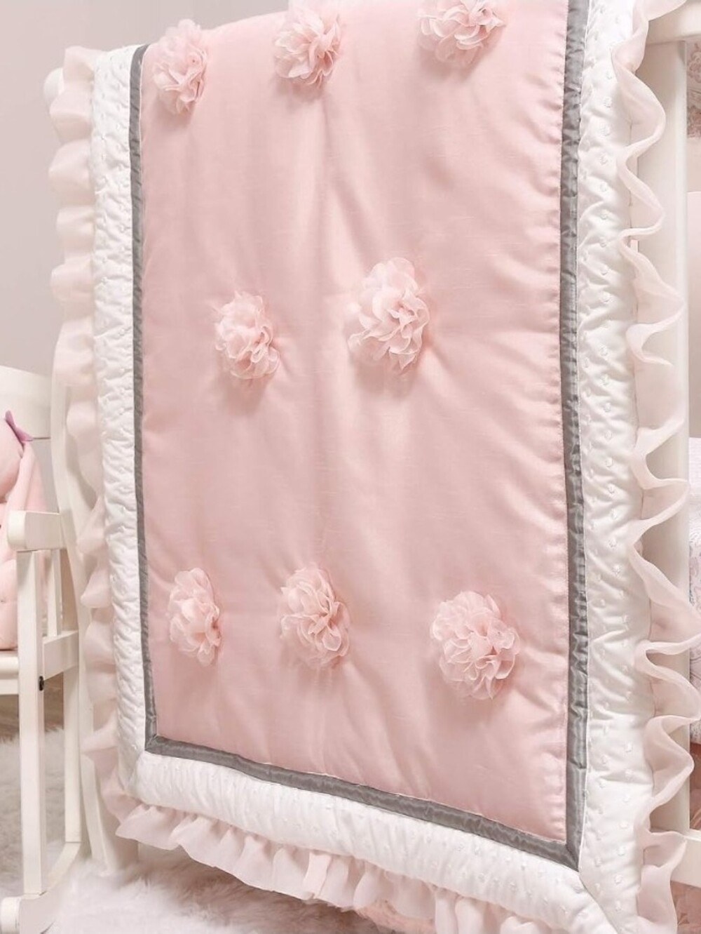 The Peanutshell Pink Arianna Crib Quilt for Baby Girls - Picture 3 of 10